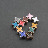 Grânulos de jóias de acrílico, acrilico, Cruz, cor e padrão diferentes para escolha & DIY, Mais cores pare escolha, 11*11*8mm, Buraco:Aprox 5mm, vendido por PC