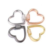 metal Llavero mosquetón, con cúbica circonia, Corazón, chapado, diferente color y patrón para la elección & Bricolaje & micro arcilla de zirconia cúbica, más colores para la opción, 30*31mm, Vendido por UD