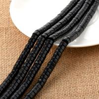 Black Stone Beads, Flad Rund, poleret, du kan DIY, sort, 3x6mm, Solgt af Strand