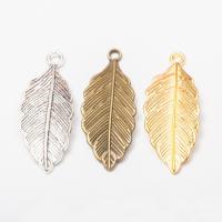 Cink Alloy Leaf Privjesci, List, pozlaćen, možete DIY, više boja za izbor, nikal, olovo i kadmij besplatno, 31.50x12.50x1mm, Prodano By PC