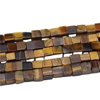 Tiger Eye Χάντρες, Μάτι της Τίγρης, Πλατεία, γυαλισμένο, DIY, κίτρινος, 6x6mm, Sold Με Strand