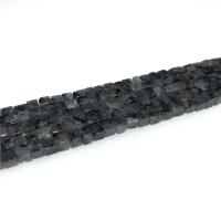 Labradoriet kralen, Square, gepolijst, DIY, zwart, 4x4mm, 86pC's/Strand, Verkocht door Strand