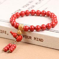 Pulsera Mala, aceite de escurridor de cinabrio, con esmalte, chapado, Joyería & diferentes estilos para la opción & para mujer, Rojo, 8mm, longitud 7.08 Inch, 5Strandsfilamento/Grupo, Vendido por Grupo