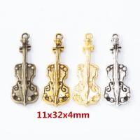 Zinc Alloy Pendler, Violin, forgyldt, du kan DIY, flere farver til valg, nikkel, bly & cadmium fri, 11x32x4mm, Solgt af PC