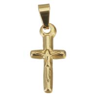 Roestvrij staal Cross Hangers, Oversteken, gold plated, 10x19x2.5mm, Gat:Ca 3x5mm, Verkocht door PC