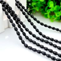 Black Stone Gyöngyök, Könnycsepp, csiszolt, DIY, fekete, 6x9mm, Által értékesített Strand