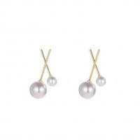 Zinc Alloy Stud Earring with Plastic Pearl plated fashion jewelry & for woman nickel lead & cadmium free Sold By Pair