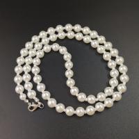 Plast pärlhalsband, Plast Pearl, zinklegering Karbinlås, Rund, mode smycken & för kvinna, vit, Såld Per Ca 24.8 inch Strand