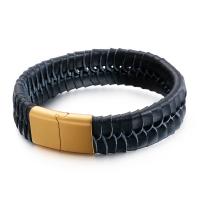 Bracelet homme, Faux cuir, avec Acier titane, Placage, pour homme, plus de couleurs à choisir, 210x18mm, Vendu par PC