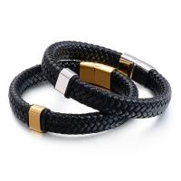 Los hombres de la pulsera y del brazalete, cuero de imitación, con Partículas de acero, chapado, para hombre, más colores para la opción, 220x12mm, Vendido por UD