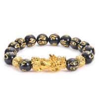 Wrist Mala Obsidian with Zinc Alloy fashion jewelry Sold By Strand