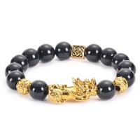 Wrist Mala Obsidian with Zinc Alloy fashion jewelry Sold By Strand