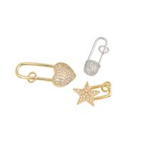 Cubic Zirconia Micro Pave bronze Pingente, cobre, bloqueio para crianças, banhado, cor e padrão diferentes para escolha & DIY & micro pavimento em zircônia cúbica, Mais cores pare escolha, 25*10*3mm, 10PCs/Lot, vendido por Lot