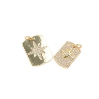 Cubique Pendentif en laiton zircon pavent, rectangle, Placage, différentes couleurs et motifs pour le choix & DIY & pavé de micro zircon, doré, 17*13*1mm, Trou:Environ 1mm, 10PC/lot, Vendu par lot