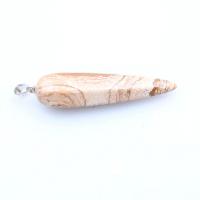 Gemstone Vedhæng Smykker, Picture Jasper, Teardrop, poleret, du kan DIY, 15x55mm, Solgt af PC