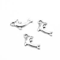 Zinklegering Hangers, Zinc Alloy, Dolfijn, plated, DIY, zilver, 15*8*1mm, Gat:Ca 1mm, 500G/Bag, Verkocht door Bag