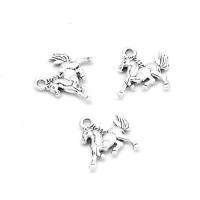 Pendentifs en alliage de zinc, cheval, Placage, DIY, argent, 13*11*1mm, Trou:Environ 1mm, 500sol/sac, Vendu par sac