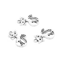 Pendentifs animaux en alliage de zinc, chat, Placage, DIY, argent, 23*13*1mm, Trou:Environ 1mm, 500sol/sac, Vendu par sac