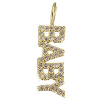 Cubic Zirconia Micro Pave Brass Pendant Alphabet Letter gold color plated with letter pattern & micro pave cubic zirconia Approx Sold By Lot