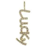 Befestigter Zirkonia Messing Anhänger, Alphabet-Buchstabe, goldfarben plattiert, mit Brief Muster & Micro pave Zirkonia, 9x31x4.5mm, Bohrung:ca. 3x4.5mm, 10PCs/Menge, verkauft von Menge