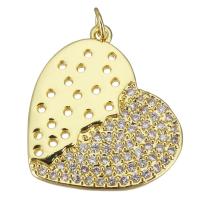 Cubic Zirconia Micro Pave Brass Pendant Heart gold color plated micro pave cubic zirconia & hollow Approx 3.5mm Sold By Lot