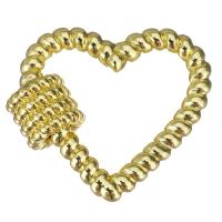 ottone Moschettone portachiavi, Cuore, placcato color oro, 27x23x8mm, 10PC/lotto, Venduto da lotto