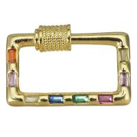 Brass Carabiner Key Ring gold color plated micro pave cubic zirconia Sold By Lot