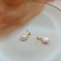 Zoetwater Parel Oorbellen, Plastic Pearl, met 925 sterling zilver, gold plated, voor vrouw, meer kleuren voor de keuze, nikkel, lood en cadmium vrij, 10mm, Verkocht door pair