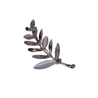 Zinklegering broches, Zinc Alloy, met Bergkristal, mode sieraden, gouden, 6.5x3.3cm, Verkocht door PC