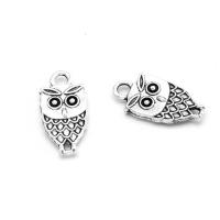 Zinc Alloy Pendler, Owl, forgyldt, du kan DIY, sølv, 15*6*1mm, 500G/Bag, Solgt af Bag