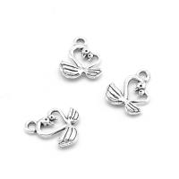 Pendentifs animaux en alliage de zinc, cygne, Placage, DIY, argent, 12*9*1mm, 500sol/sac, Vendu par sac