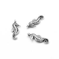 Sinc Alloy Pendants Ainmhithe, Seahorse, plátáilte, DIY, airgid, 20*10*4mm, Poll:Thart 1mm, 500ríomhairí pearsanta/Mála, Díolta De réir Mála