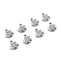 Pendentifs en alliage de zinc, poisson, Placage, DIY, argent, 11*9*2mm, Trou:Environ 2mm, 500sol/sac, Vendu par sac