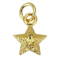 Mässing Smycken Hängen, Star, guldfärg pläterade, 8.5x11x3mm, Hål:Ca 3.5mm, 100PC/Lot, Säljs av Lot