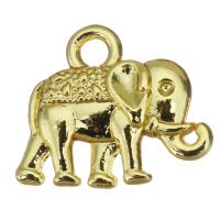 Messing Smykker Vedhæng, Elephant, guldfarve belagt, 14x12x3mm, Hole:Ca. 2mm, 100pc'er/Lot, Solgt af Lot