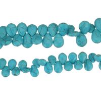 Χάντρες Turquoise, Συνθετικό Τυρκουάζ, Teardrop, διαφορετικό μέγεθος για την επιλογή, μπλε, Τρύπα:Περίπου 1.5mm, Μήκος Περίπου 16 inch, 10Σκέλη/Παρτίδα, Sold Με Παρτίδα