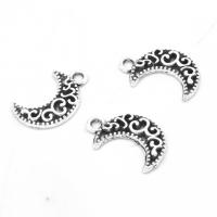 Zinc Alloy Moon Pendants plated DIY silver color 17*12*2mm Approx 2mm Sold By Bag