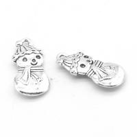 Pendentifs en alliage de zinc, bonhomme de neige, Placage, DIY, argent, 19*9*3mm, Trou:Environ 1mm, 500sol/sac, Vendu par sac