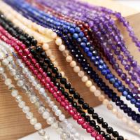 Blandet Gemstone perler, Natursten, Runde, du kan DIY & forskellige materialer til valg & facetteret, flere farver til valg, 3mm, Solgt af Strand