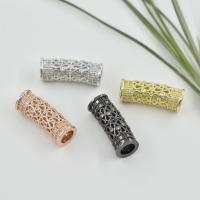 laiton perles tube incurvé, Placage, DIY & pavé de micro zircon, plus de couleurs à choisir, protéger l'environnement, sans nickel, plomb et cadmium, 9.50x25mm, 10PC/sac, Vendu par sac