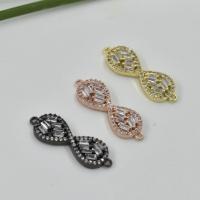 Cubic Zirconia Micro Pave Latão Connector, cobre, banhado, DIY & micro pavimento em zircônia cúbica, Mais cores pare escolha, níquel, chumbo e cádmio livre, 27.60x9.30mm, 10PCs/Bag, vendido por Bag