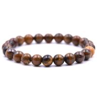 Gemstone Bracelets Tiger Eye with Picture Jasper Round fashion jewelry & Unisex 8mm Sold By Strand