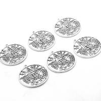 Pendentifs en alliage de zinc, Rond, Placage, DIY, argent, 43*39*3mm, Trou:Environ 3mm, 500sol/sac, Vendu par sac