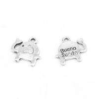 In lega di zinco animali pendenti, lega in zinco, Elefante, placcato, DIY, argento, 15*16*1mm, Foro:Appross. 1mm, 500setinsieme/borsa, Venduto da borsa