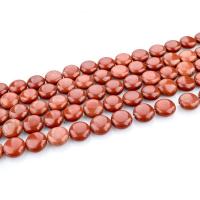 Gemstone šperky Korálky, Red Jasper, Flat Round, lesklý, DIY & různé velikosti pro výběr, Prodáno By Strand