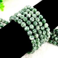 Natural Green Spot Stone Beads Round polished DIY green Sold By Strand