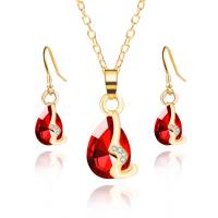 Zinklegering Sieraden Sets, oorbel & halsketting, Zinc Alloy, gold plated, voor vrouw & met strass, meer kleuren voor de keuze, nikkel, lood en cadmium vrij, Lengte 17 inch, Verkocht door Stel