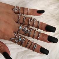 Sinc Alloy Ring Set, 20 píosa & jewelry faisin, airgid, Díolta De réir Socraigh