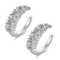 Fashion Øreringe Cuff, Messing, med Cubic Zirconia, Donut, forgyldt, mode smykker & Micro Pave cubic zirconia & for kvinde, flere farver til valg, 13*4mm, Solgt af par