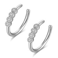 Fashion Øreringe Cuff, Messing, Donut, forgyldt, mode smykker & Micro Pave cubic zirconia & for kvinde, flere farver til valg, 14*2mm, Solgt af par